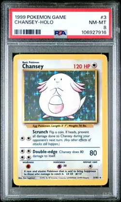 1999 Pokemon Game 3/102 - Chansey-Holo PSA 8 - Image 1