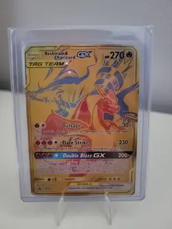Pokemon Reshiram & Charizard GX Tag Team SM247 Promo Gold - Image 1