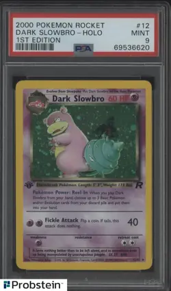 2000 Pokemon Rocket 1st Edition #12 Dark Slowbro Holo PSA 9 MINT - Image 1