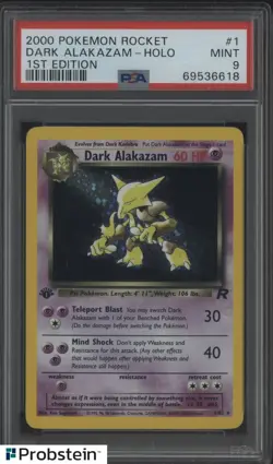 2000 Pokemon Rocket 1st Edition #1 Dark Alazakam Holo PSA 9 MINT - Image 1