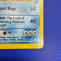 Gyarados Holo Base Set 2 Pokemon TCG 7/130 Rare 2000 - Image 4