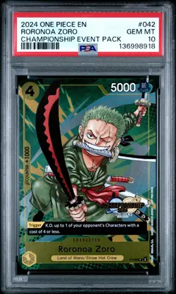 2024 ONE PIECE P-042 CHAMPIONSHIP CS EVENT PACK 2024 PROMO RORONOA ZORO PSA 10 - Image 1