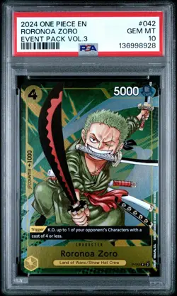 2024 ONE PIECE P-042 CHAMPIONSHIP EVENT PACK VOL 3 PROMO RORONOA ZORO PSA 10 - Image 1