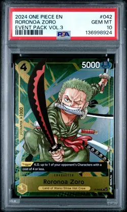 2024 ONE PIECE P-042 CHAMPIONSHIP EVENT PACK VOL 3 PROMO RORONOA ZORO PSA 10 - Image 1