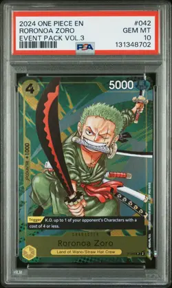 2024 ONE PIECE P-042 CHAMPIONSHIP EVENT PACK VOL 3 PROMO RORONOA ZORO PSA 10 - Image 1