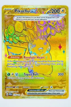 2025 Pokemon Pikachu ex 179/131 Sv: Prismatic Evolutions Gold TCG Hyper Rare - Image 3