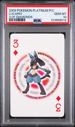 2009 POKEMON PLATINUM VERSION PLAYING CARDS 3 OF DIAMONDS LUCARIO PSA 10 - Image 1