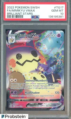 2022 Pokemon SWSH Brilliant Stars #TG17 FA Mimikyu VMAX PSA 10 GEM MINT - Image 1
