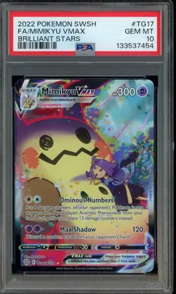 2022 Pokemon SWSH Brilliant Stars #TG17 FA Mimikyu VMax PSA 10 GEM MINT - Image 1