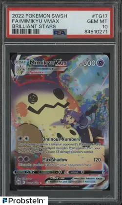 2022 POKEMON SWSH BRILLIANT STARS #TG17 FA MIMIKYU VMAX PSA 10 - Image 1