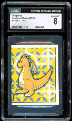 1998 Pokemon Merlin Topps Sticker #164 ~ Dragonite ~ CGC 8 NM/MINT - Image 1