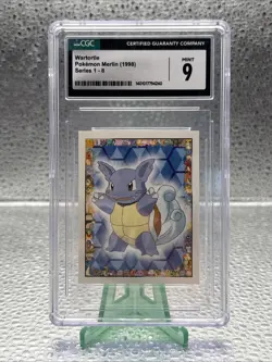 1998 Pokemon Merlin Topps Sticker #8 Series 1 ~ Wartortle ~ CGC 9 - Image 1