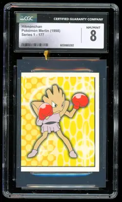 1998 Pokemon Merlin Topps Sticker #177 ~ Hitmonchan ~ CGC 8 NM/MINT - Image 1