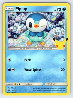 Piplup 20/25 2021 McDonald's 25th Anniversary Pokemon Card TCG Promo Holo - Nm - Image 1