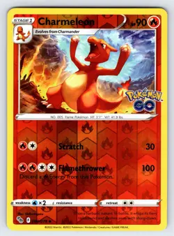 Charmeleon 009/078 022 Pokemon GO Pokemon Card TCG Reverse Holo Uncommon - Nm - Image 1