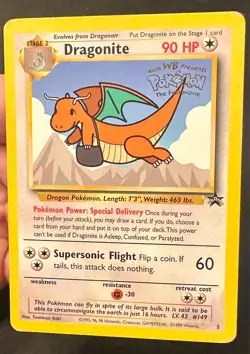 Dragonite #5 1999 Movie Promo Black Star Promo Pokemon Card TCG WOTC Vintage Mp - Image 2
