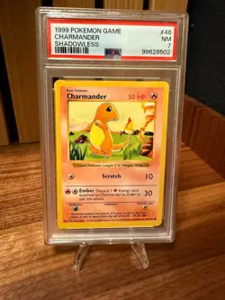 1999 Pokemon Card Charmander #046/102 Base Set (Shadowless) - PSA 7 NM - Image 1