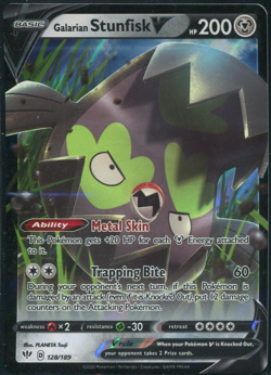 Galarian Stunfisk V 128/189 - Darkness Ablaze Pokemon Card NM - Image 1