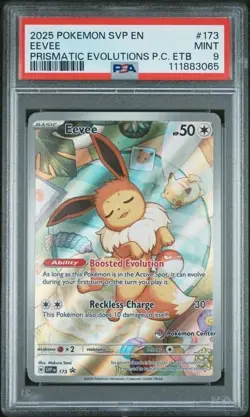 Pokemon Center PC ETB Promo Eevee #173 Prismatic Evolutions, PSA 9 - Image 1
