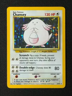 Pokemon Cards Chansey 3/102 Holo Base Set Rare LP - Image 1