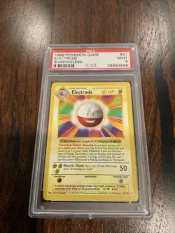 Pokemon PSA 9 MINT 1999 Base Set Shadowless Electrode Card 21/102 - Image 1