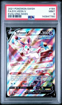 PSA Mint 9 - Sylveon V 184/203 SWSH Evolving Skies - Pokemon TCG 2021 Holo FA - Image 1