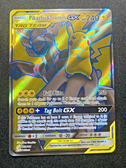 Pikachu & Zekrom GX 162/181 Pokemon Sun & Moon Team Up Full Art Tag Team LP - Image 1