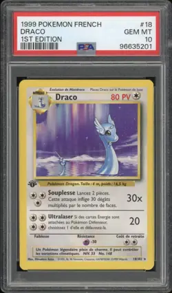 1999 Pokemon FRENCH 1st Edition Base Set Draco-Dragonair 18/102 PSA 10 GEM MINT - Image 1