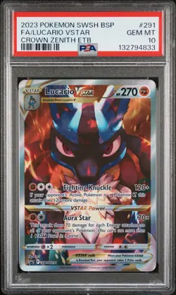 PSA 10 Lucario VSTAR #291 Pokemon SWSH Black Star Promo English 2023 - Image 1