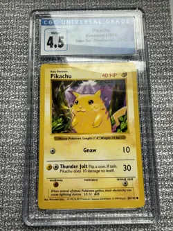 1999 Pokemon 1st Edition Base Set Yellow Pikachu CGC 4.5 (Shadowless) 058/102 - Image 1