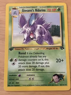 Pokemon TCG Giovanni's Nidorino Gym Challenge 45/132 1st Edition Uncommon 70 HP. - Image 1