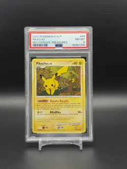 2007 POKEMON DIAMOND & PEARL MYSTERIOUS TREASURES #94 PIKACHU PSA 8 - Image 1