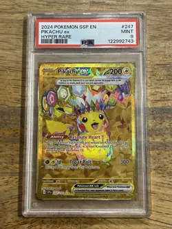 GRADED PSA 9 2024 Pokemon SSP EN Pikachu ex Hyper Rare #247 - Image 1
