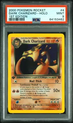 POKEMON 2000 DARK CHARIZARD-HOLO 1ST EDITION ROCKET #4 PSA 9 - Image 1