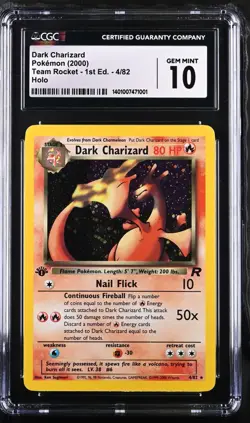 Pokemon 2000 1st Edition Team Rocket Dark Charizard HOLO #4 CGC 10 - Image 1