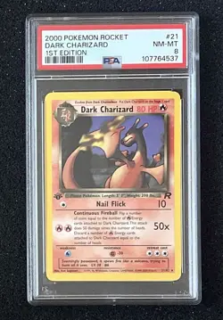 2000 Pokemon Rocket - #21 Dark Charizard 1st Edition - PSA 8 - Image 1