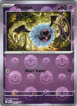 Woobat 036/086 - (Poke Ball Pattern) - SV: White Flare WHT Pokemon Card - NM - Image 1