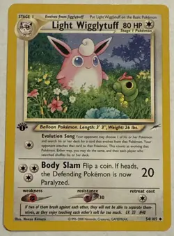 Light Wigglytuff 54/105 Neo Destiny 1st Edition Pokemon TCG Vintage Card WOTC NM - Image 1