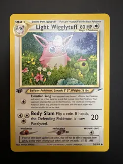 Light Wigglytuff 54/105 Neo Destiny 1st Edition Pokemon TCG Vintage Card WOTC LP - Image 1
