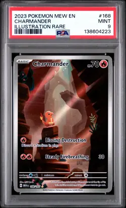 2023 POKEMON MEW EN-151 ILLUSTRATION RARE #168 CHARMANDER PSA 9 - Image 1