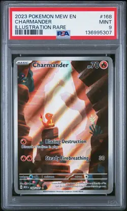 2023 POKEMON MEW EN-151 ILLUSTRATION RARE #168 CHARMANDER PSA 9 - Image 1
