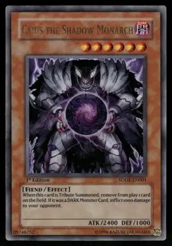 Yugioh! Caius the Shadow Monarch SDDE-EN001 Ultra Rare 1st Ed HP - Image 1