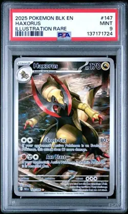 2025 POKEMON BLK EN-BLACK BOLT ILLUSTRATION RARE #147 - HAXORUS 147/086 - PSA 9 - Image 1