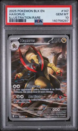 2025 POKEMON BLK EN-BLACK BOLT ILLUSTRATION RARE #147 HAXORUS PSA 10 - Image 1