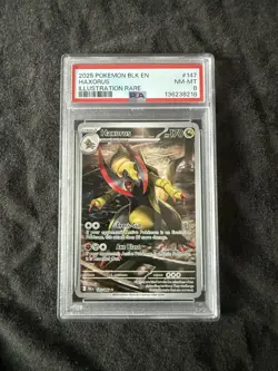 2025 POKEMON BLK EN-BLACK BOLT ILLUSTRATION RARE #147 HAXORUS PSA 8 NM-MT - Image 1