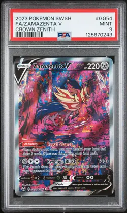 2023 POKEMON SWORD & SHIELD CROWN ZENITH #GG54 FULL ART/ZAMAZENTA V PSA 9 - Image 1