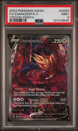 2023 POKEMON SWORD & SHIELD CROWN ZENITH #GG54 FULL ART/ZAMAZENTA V PSA 9 - Image 1