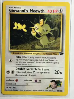Giovanni's Meowth (43) Gym Challenge 043/132 MP-LP Pokemon Card - Image 1