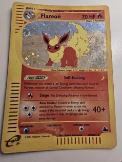 Pokemon Card-Flareon-Skyridge-ENG-H7/H32-Holo-NoCrystal-Played-SWIRL - Image 1