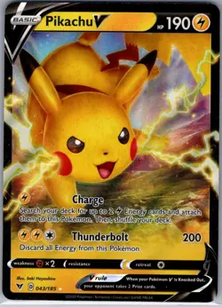 Pikachu V 043/185 SWSH04: Vivid Voltage - Pokemon Card - NM - Image 1